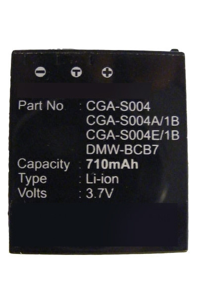 Panasonic CGA-S004A/1B / CGA-S004 / DMW-BCB7 accu (710 mAh, 123accu huismerk)  APA00052 - 1