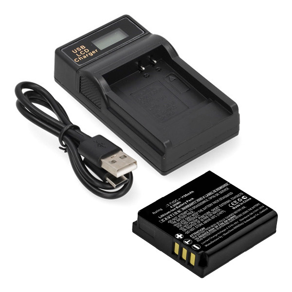 Panasonic CGA-S005 / CGA-S005E accu met USB-C single slot oplader (3,7 V, 1150 mAh, 123accu huismerk) APA01278 - 1