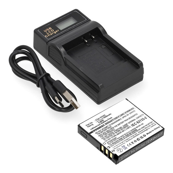 Panasonic CGA-S008 / CGA-S008E accu met USB-C single slot oplader (3,7 V, 1050 mAh, 123accu huismerk) APA01280 - 1