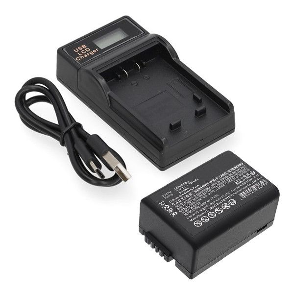Panasonic DMW-BMB9 / DMW-BMB9E accu met USB-C single slot oplader (7,4 V, 750 mAh, 123accu huismerk) APA01274 - 1