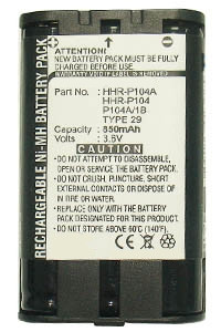 Panasonic HHR-P104 / HHR-P104A / TYPE 29 accu (850 mAh, 123accu huismerk)  APA00286 - 1