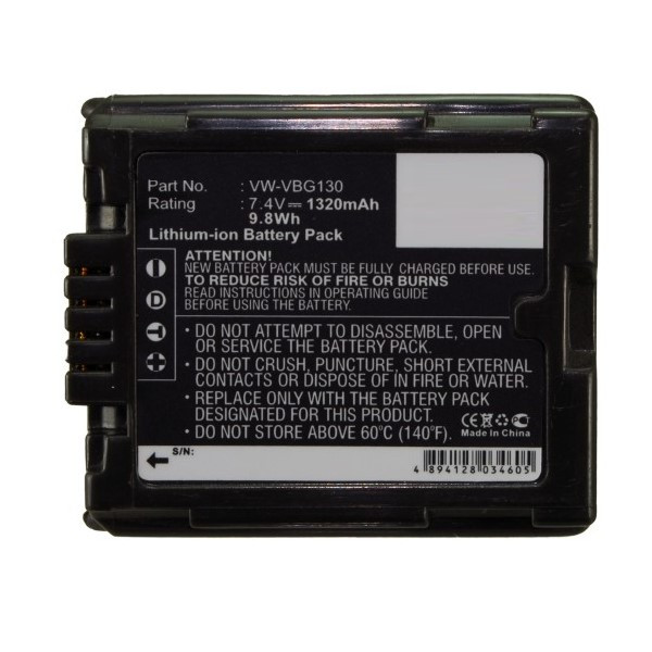 Panasonic VW-VBG130 accu (7.4 V, 1320 mAh, 123accu huismerk) APA00056 - 2