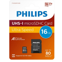 Philips Micro SDHC geheugenkaart / class 10 / UHS-I / A1 / inclusief adapter - 16GB  098121