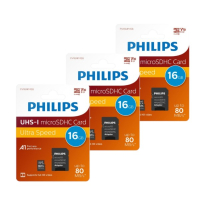 Philips Micro SDHC geheugenkaarten / class 10 / UHS-I / A1 / inclusief adapter (16GB, 3 stuks) APH00675