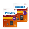 Philips Micro SDXC geheugenkaarten / class 10 / UHS-I / A1 / inclusief adapter (64GB, 2 stuks) APH00680 - 1