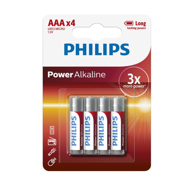 Philips Power AAA / MN2400 / LR03 Alkaline Batterij (4 stuks)  098302 - 