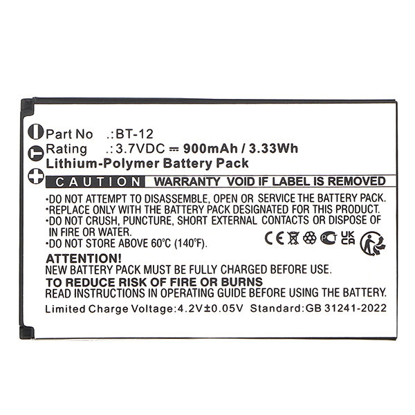 Pliant 031-450-3048 / BM-X5bt-PK accu (3.7 V, 900 mAh, 123accu huismerk) APL00068 - 4