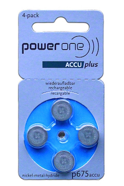 PowerOne oplaadbare gehoorapparaat 675 / PR44 / Blauw batterij 4 stuks (1.2 V)  APO00075 - 1