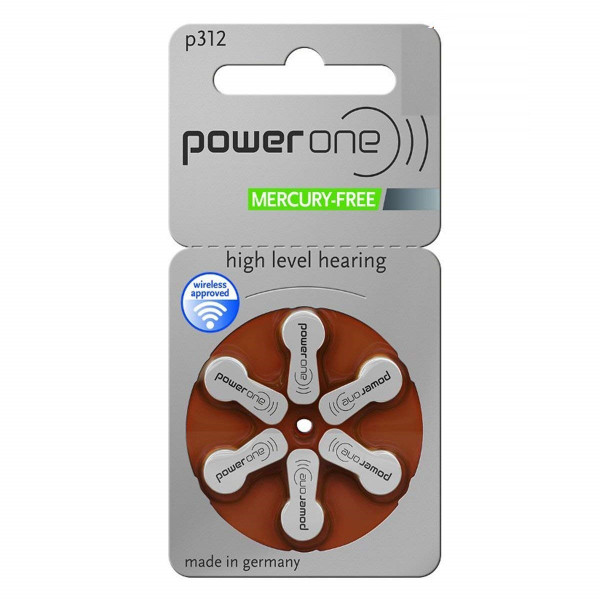 Power One PowerOne 312 / PR41 / Bruin gehoorapparaat batterij 6 stuks  APO00161 - 1