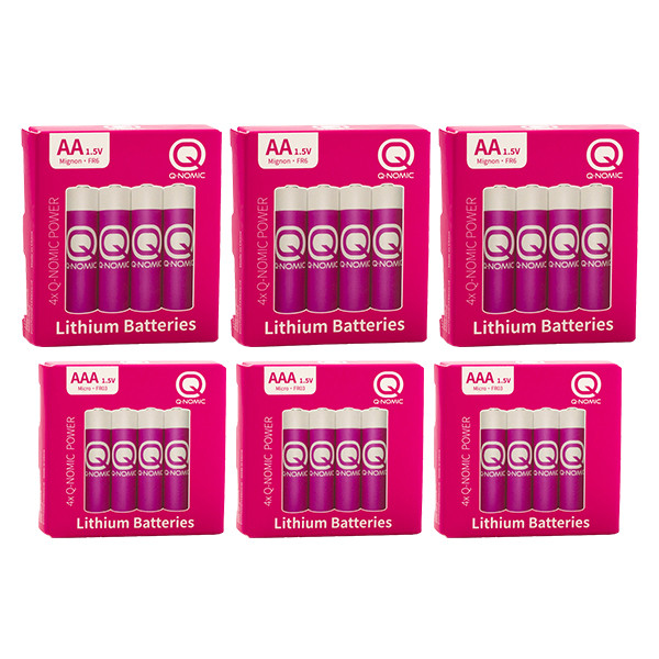 Q-Nomic Power AA / FR6 + AAA / FR03 Lithium batterij 24 stuks  AQN00090 - 1