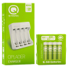 Q-Nomic Power Oplaadbare AAA / HR03 Ni-Mh batterijen inclusief lader (4 stuks, 800 mAh)