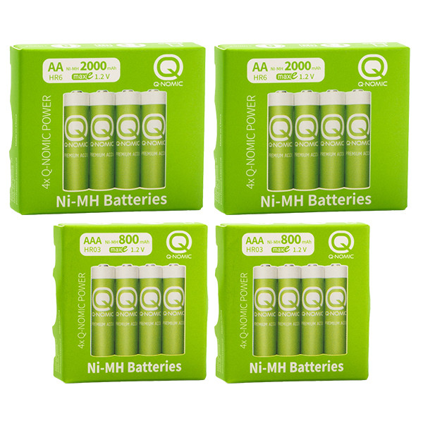 Q-Nomic Power Oplaadbare AA / HR6 + AAA / HR03 Ni-Mh batterijen (16 stuks)  AQN00104 - 1