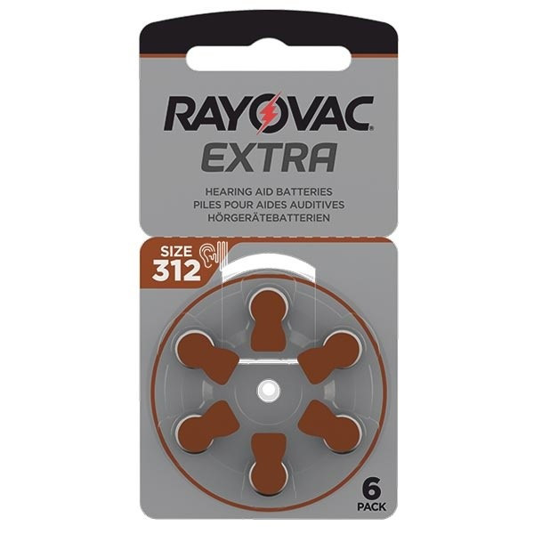Rayovac Extra Advanced 312 / PR41 / Bruin gehoorapparaat batterij 6 stuks  204802 - 1