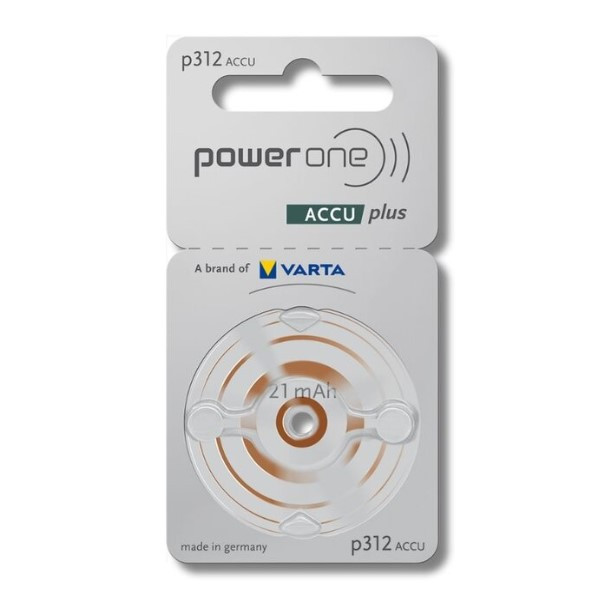 PowerOne oplaadbare gehoorapparaat P312 / PR41 batterij 2 stuks (1.2 V, Ni-Mh) ARA00055 - 1