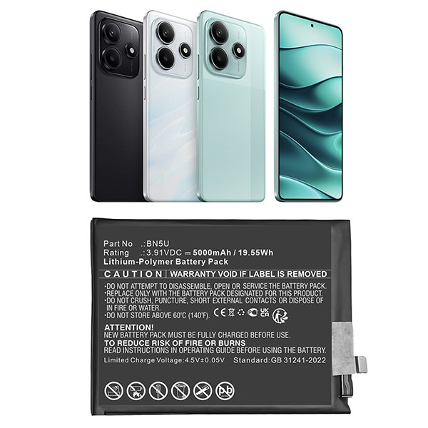 Redmi BN5U accu (3.91 V, 5000 mAh, 123accu huismerk) ARE00300 - 1
