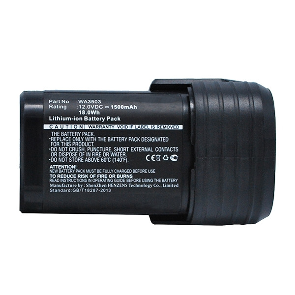 Rockwell WA3503 / WA3505 / WA3509 accu (12 V, 1500 mAh, 123accu huismerk)  ARO00135 - 1