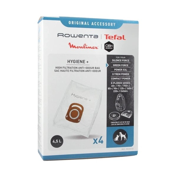 Rowenta ZR200720 Hygiëne+ stofzuigerzak geurloos (4 stuks, origineel) ARO02545 - 1
