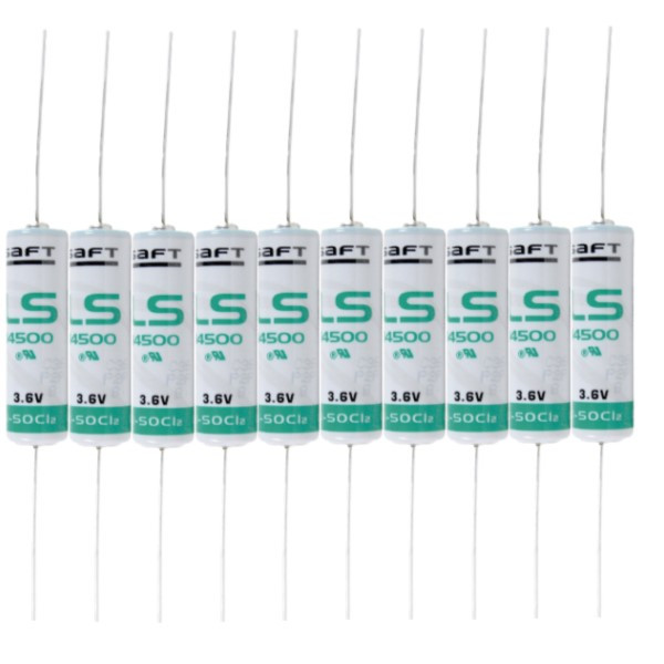 10 stuks: Saft LS14500 / LS14500CNA / AA batterijen met axiaal soldeerdraad (3.6 V, 2600 mAh, Li-SOCI2) ASA02506 - 1