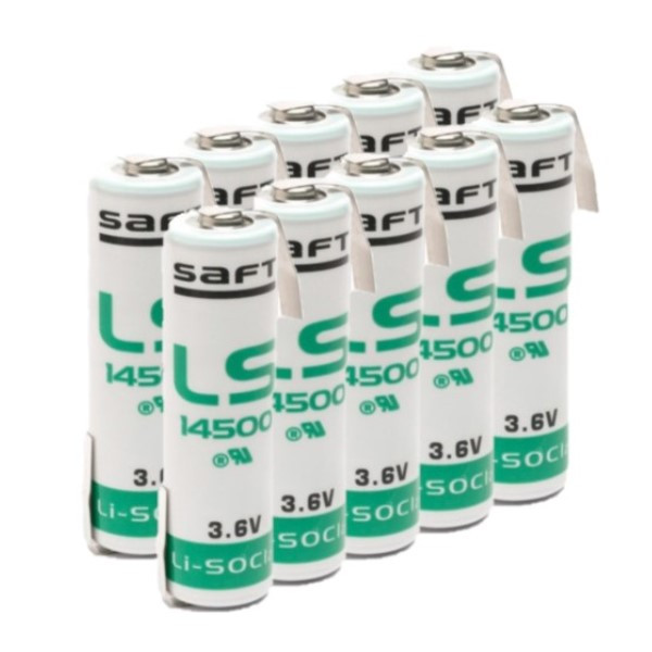 10 stuks: Saft LS14500 / LS14500CNR / AA batterijen met Z-tag soldeerlippen (3.6 V, 2600 mAh, Li-SOCl2) ASA02499 - 1
