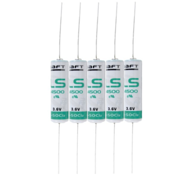 5 stuks: Saft LS14500 / LS14500CNA / AA batterijen met axiaal soldeerdraad (3.6 V, 2600 mAh, Li-SOCI2) ASA02505 - 1