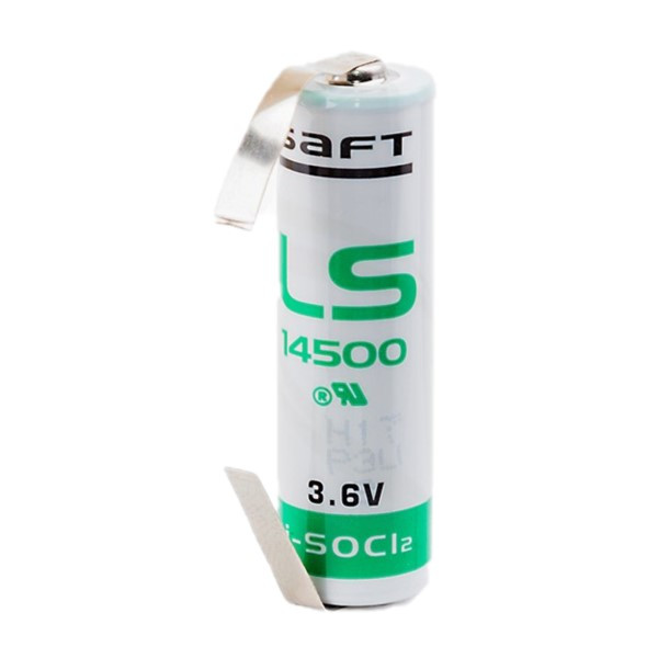 Saft LS14500 / LS14500CNR / AA batterij met U-tag soldeerlippen (3.6 V, 2600 mAh, Li-SOCl2) ASA02050 - 1