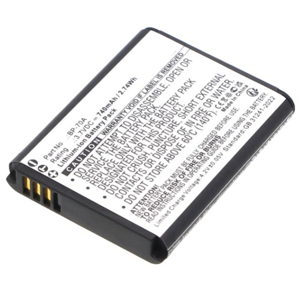 Samsung BP-70A / SLB-70A / EA-BP70A accu (3.7 V, 740 mAh, 123accu huismerk) ASA00043 - 1