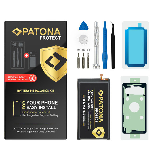 Samsung Galaxy S10 Plus SM-G975F / EB-BG975BU accu met toolkit (3.85 V, 4000 mAh, PATONA) ASA02524 - 1