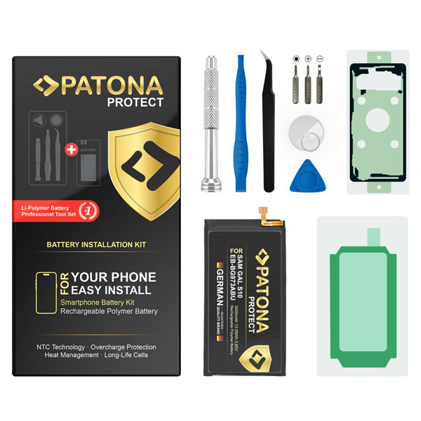 Samsung Galaxy S10 SM-G973F / EB-BG973ABU accu met toolkit (3.85 V, 3500 mAh, PATONA) ASA02523 - 1