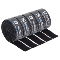 5 stuks: Sandberg kabel Organizer klittenband Rol (zwart) ASA02492