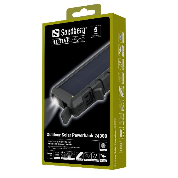 Sandberg Outdoor Solar Powerbank 24000 (24000 mAh, 88.8 Wh) ASA02010 - 2