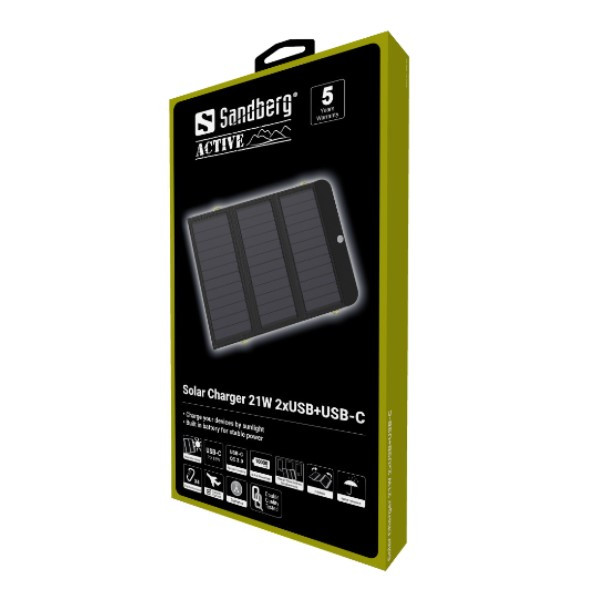 Sandberg Solar Charger en Powerbank (21W, 2x USB, 1x USB-C) ASA02123 - 3