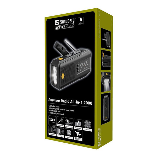 Sandberg Survivor Noodradio All-in-1 powerbank (2000 mAh) ASA02442 - 8