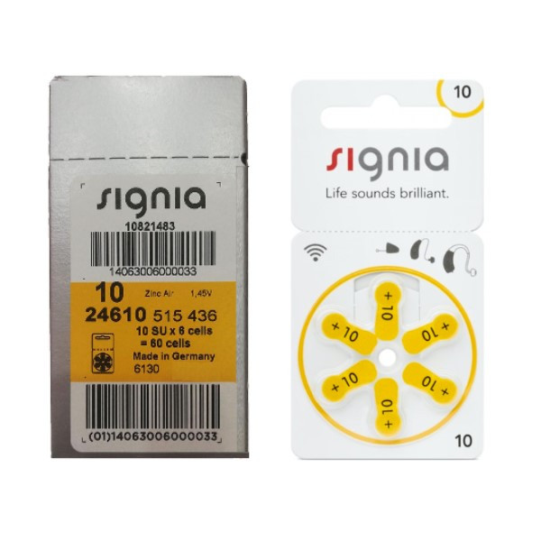 Siemens Signia 10 / PR70 / Geel gehoorapparaat batterij 60 stuks  ASI00225 - 1