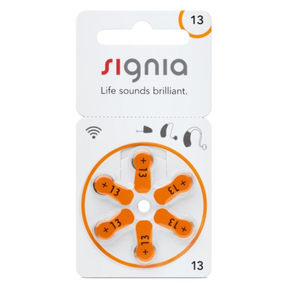 Siemens Signia 13 / PR48 / Oranje gehoorapparaat batterij 6 stuks  ASI00215 - 1