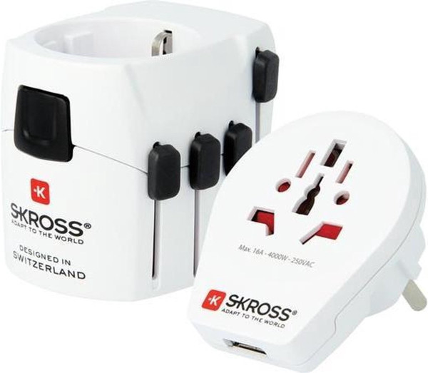 Skross Reisstekker Pro World met USB poort (All-in-One, 6.3 A)  ASK00099 - 1