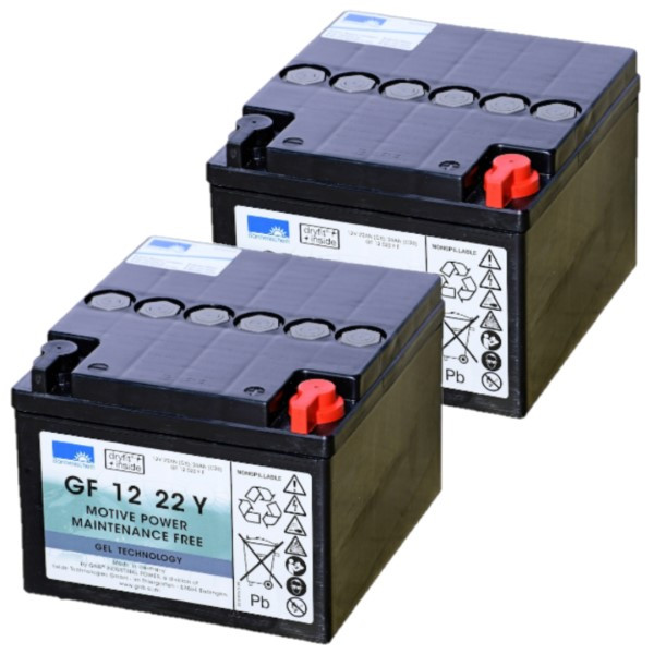 2 stuks: Sonnenschein GF12 22 Y / GF12 022 Y Deep Cycle Gel accu's (12V, 24Ah) ASO01232 - 1
