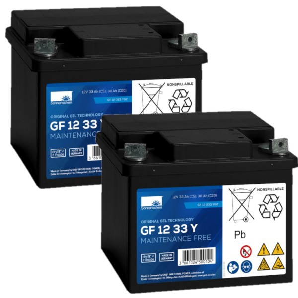 2 stuks: Sonnenschein GF12 33 Y / GF12 033 Y Deep Cycle Gel accu's (12V, 38Ah) ASO01238 - 1