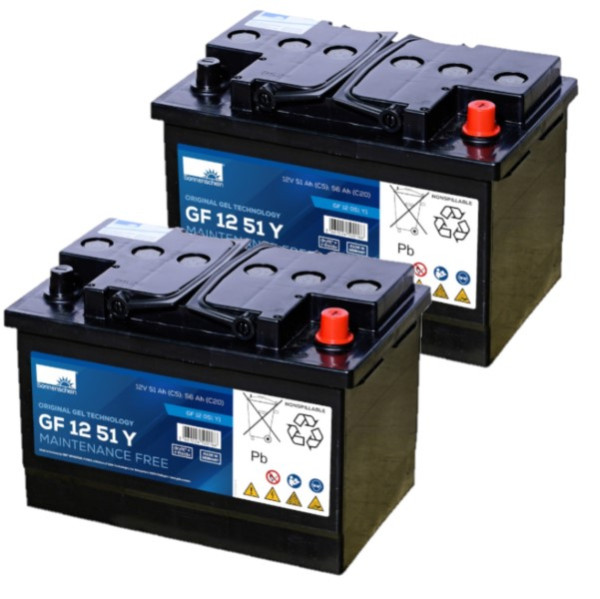 2 stuks: Sonnenschein GF12 51 Y / GF12 051 Y Deep Cycle Gel accu's (12V, 56Ah) ASO01243 - 1