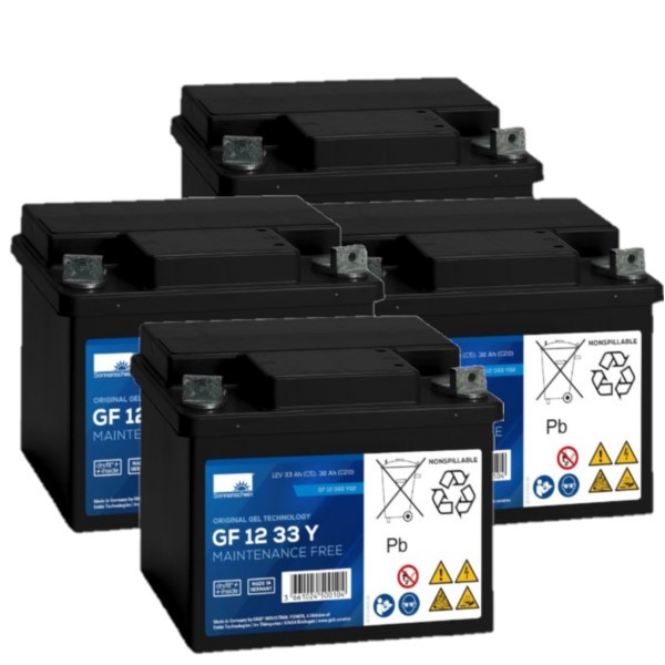 4 stuks: Sonnenschein GF12 33 Y / GF12 033 Y Deep Cycle Gel accu's (12V, 38Ah) ASO01239 - 1