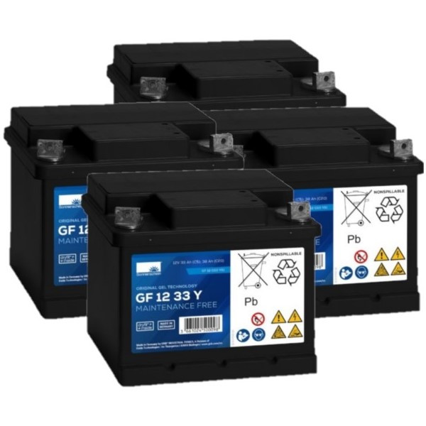 4 stuks: Sonnenschein GF12 33 Y / GF12 033 Y Deep Cycle Gel accu's (12V, 38Ah) ASO01282 - 1