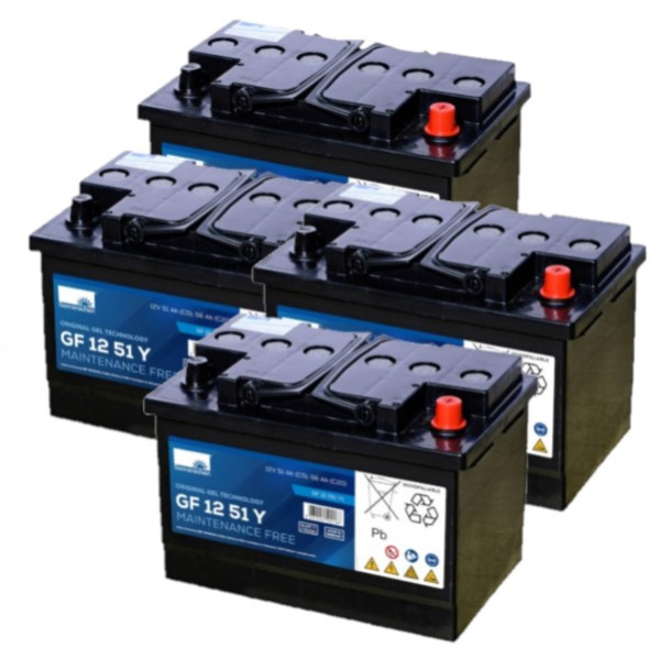 4 stuks: Sonnenschein GF12 51 Y / GF12 051 Y Deep Cycle Gel accu's (12V, 56Ah) ASO01244 - 1