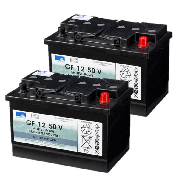 2 stuks: Sonnenschein GF 12 50 V / GF1250V Gel accu's (12V, 55 Ah) ASO01169 - 1