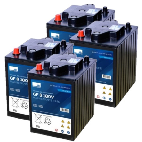 4 stuks: Sonnenschein GF6-180V / GF6 180 V Deep Cycle Gel accu's (6V, 200 Ah) ASO01170 - 1