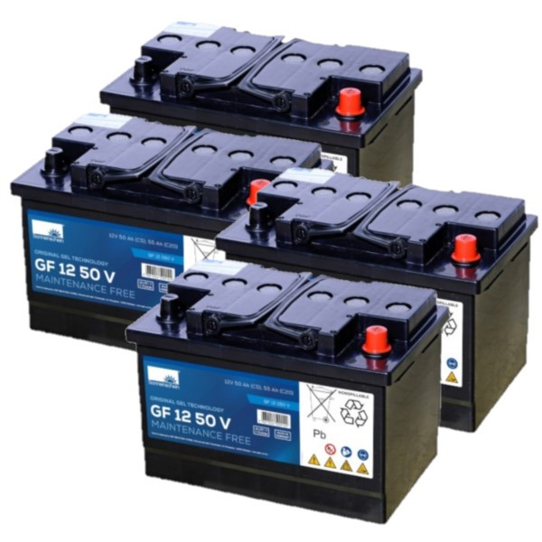 4 stuks: Sonnenschein GF 12 50 V / GF1250V Deep Cycle Gel accu's (12V, 55 Ah) ASO01165 - 1