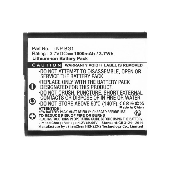 Sony NP-BG1 / NP-FG1 accu (3.7 V, 1000 mAh, 123accu huismerk) ASO00048 - 2