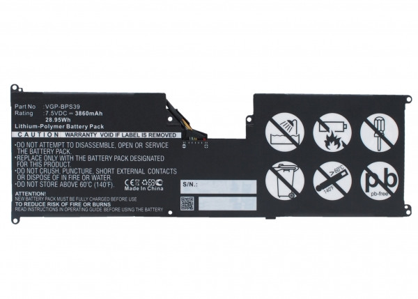 Sony VGP-BPS39 accu (7.5 V, 3860 mAh, 123accu huismerk)  ASO00456 - 1