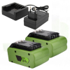 Starterkit: 2x GreenWorks G24B4 / 24V Max accu's + lader (24 V, 5.0 Ah, 123accu huismerk)