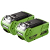 Starterkit: 2x GreenWorks G40B2 / G-MAX 40V accu's (40 V, 2.0 Ah, 123accu huismerk)