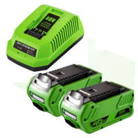 Starterkit: 2x GreenWorks G40B4 / G-MAX 40V accu's + lader (40 V, 3.0 Ah, 123accu huismerk)  AGR00178