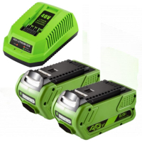 Starterkit: 2x GreenWorks G40B6 / G-MAX 40V accu's + lader (40 V, 5.0 Ah, 123accu huismerk)  AGR00168